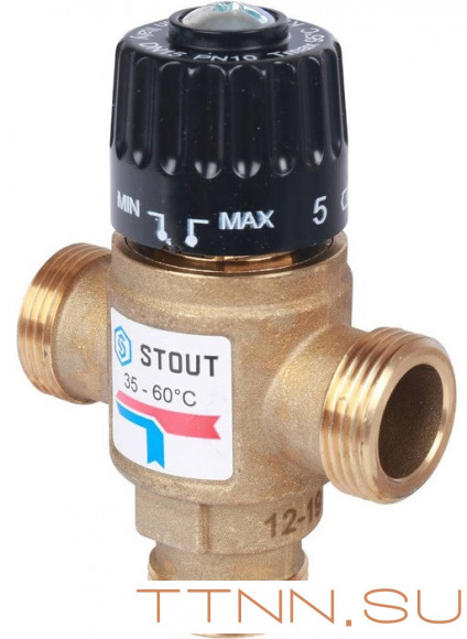 Смесительный клапан STOUT 3/4 НР 35-60°С KV 1,6 м3/ч