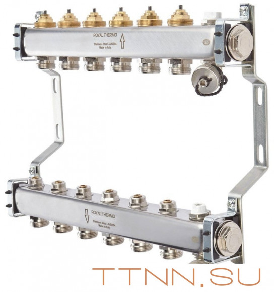 Для отопления Royal Thermo 1" ВР-3/4" НР, 2 выхода, нерж. (RTE 51.102)