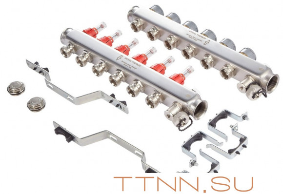 Для отопления Royal Thermo 1" ВР-3/4" НР, 3 выхода с расходомерами, нерж. (RTE 52.103)