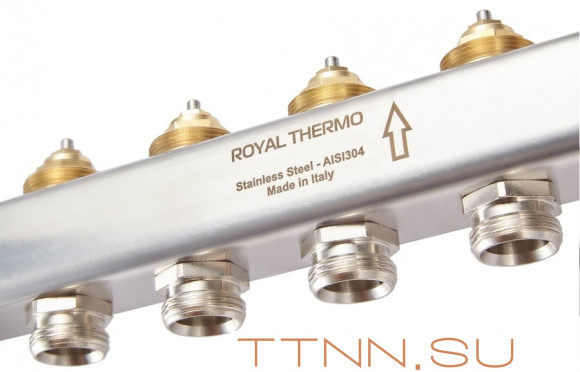 Для отопления Royal Thermo 1" ВР-3/4" НР, 4 выхода, нерж. (RTE 51.104)
