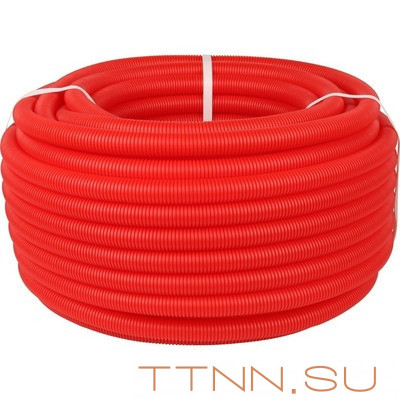 Защита труб диаметром 25 мм STOUT Труба гофрированная ПНД 32 мм (бухта 50м) красная