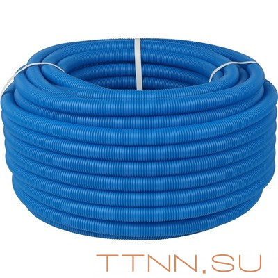 Защита труб диаметром 25-32 мм 30 метров STOUT Труба гофрированная ПНД 40 мм (бухта 30м) синяя