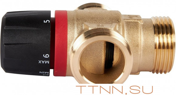 Смесительный клапан Rommer 1" НР 20-43°С KV 1,6 (RVM-0131-164325) боковое смешивание