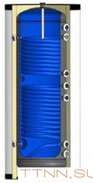 Бойлер косвенного нагрева с двумя змеевиками ЭВАН WBС-HT-1000