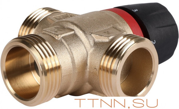 Смесительный клапан Rommer 1" НР 20-43°С KV 2,5 (RVM-0231-254325) боковое смешивание