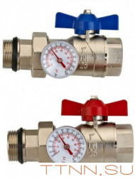 Шаровый кран Wester Комплект из двух шаровых кранов 1 " с накидной гайкой и термометрами v 2