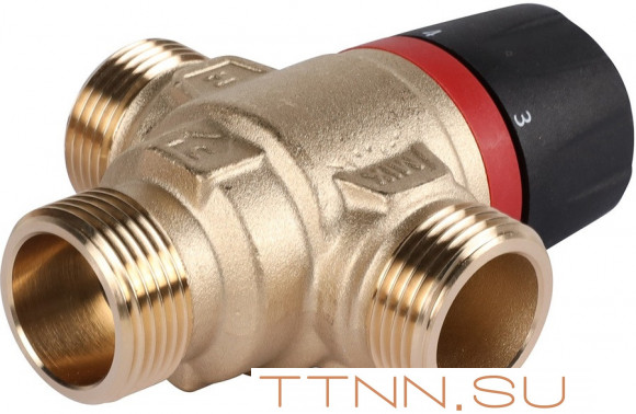 Смесительный клапан Rommer 3/4" НР 35-60°С KV 1,6 (RVM-0122-166020) боковое смешивание