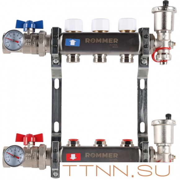 Для отопления Rommer 1"/3/4"x3 с запорными клапанами (RMS-3210-000003)