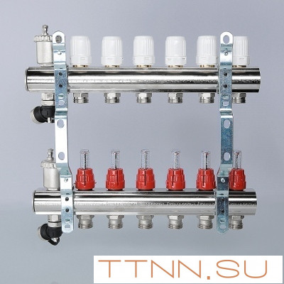 Для отопления VALTEC 1"х3 вых. Евроконус 3/4" с расходомерами в сборе