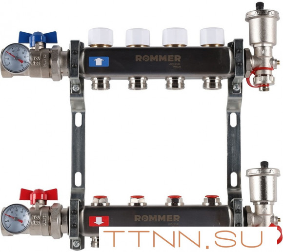 Для отопления Rommer 1"/3/4"x4 с запорными клапанами (RMS-3210-000004)