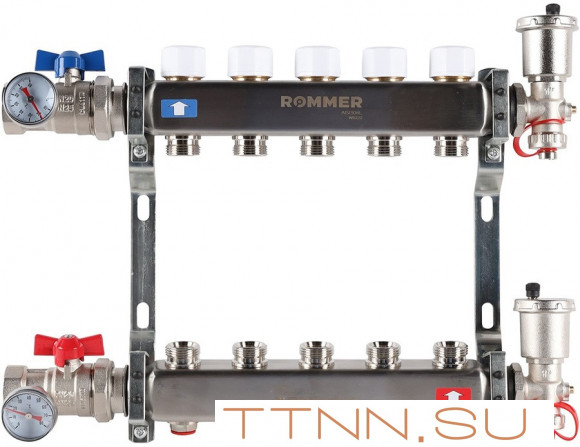 Для отопления Rommer 1"/3/4"x5 с запорными клапанами (RMS-3210-000005)