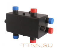 Стальной распределительный коллектор Rommer с гидравлическим разделителем 2 контура 1"