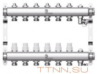 Коллектор нерж. для отопления Wester 1"-3/4 в сборе на 6 выходов с 2 заглушками