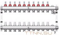 Коллектор для теплого пола Wester 1"-3/4 в сборе с расходомерами на 10 выходов
