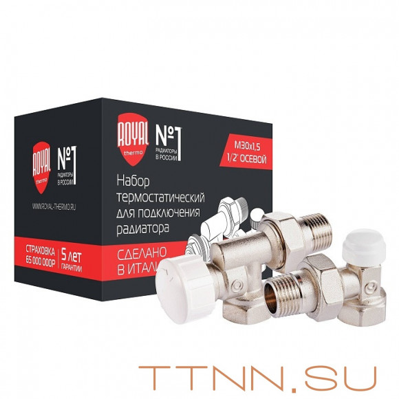 Набор термостатический Royal Thermo осевой М30х1,5 1/2" (никель)