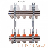 Коллекторная группа с расходомерами General fitings 1"х 3/4" на 12 выходов