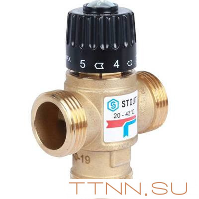 Смесительный клапан STOUT 1 НР 20-43°С KV 1,6 м3/ч