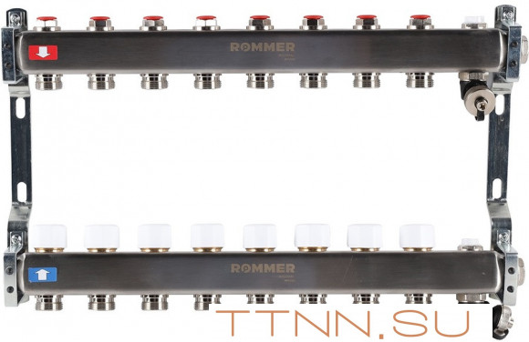 Для отопления Rommer 1"/3/4"x8 с запорными клапанами (RMS-3201-000008)