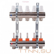 Коллекторная группа с расходомерами General fitings 1"х3/4" на 7 выходов