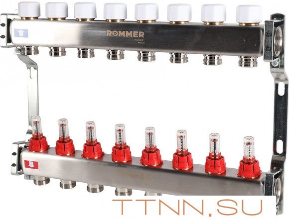 Для отопления Rommer 1"/3/4"x8 с расходомерами (RMS-1200-000008)