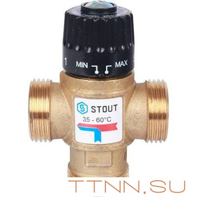 Смесительный клапан STOUT 1 НР 35-60°С KV 2,5 м3/ч