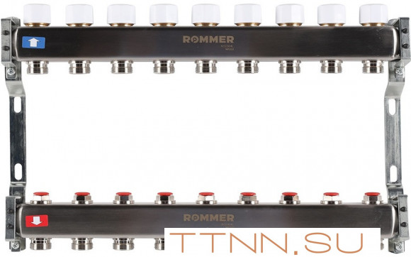 Для отопления Rommer 1"/3/4"x9 с запорными клапанами (RMS-3200-000009)