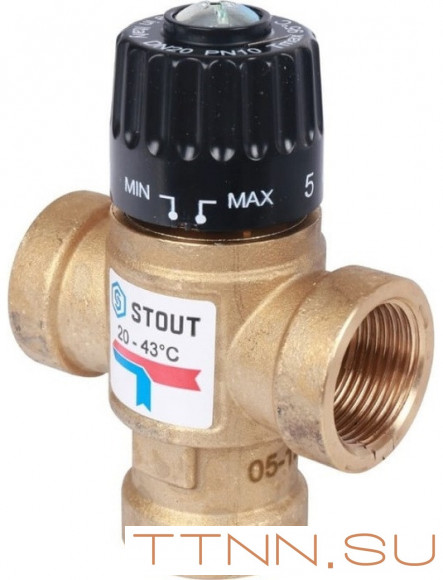 Смесительный клапан STOUT 3/4 ВР 20-43°С KV 1,6 м3/ч